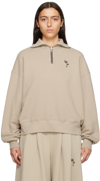 PALM ANGELS BEIGE HALF-ZIP SWEATSHIRT