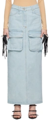 LADO BOKUCHAVA BLUE CARGO DENIM MAXI SKIRT