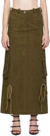 Lado Bokuchava Khaki Cargo Maxi Skirt In Wood Brown