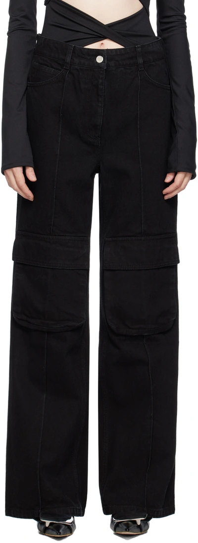 Lado Bokuchava Black Cargo Denim Jeans In Charcoal