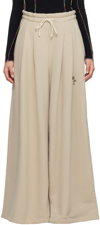 PALM ANGELS BEIGE WIDE-LEG TRACK PANTS