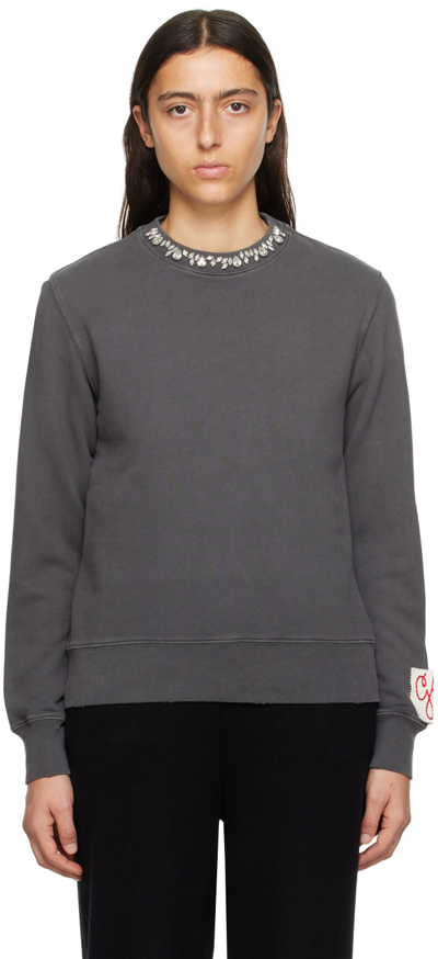 Golden Goose Crystal Embellished Cotton Sweatshirt In Grey