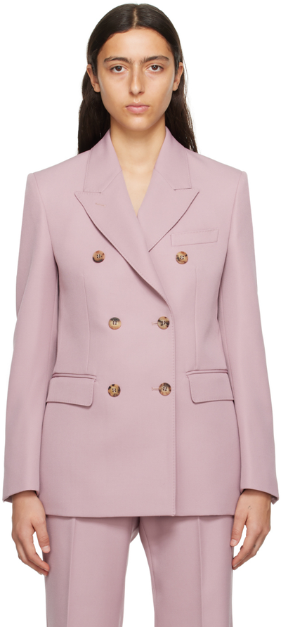 Golden Goose Journey Blazer Double-breasted Compact Gabardine Wool Clothing In Pink