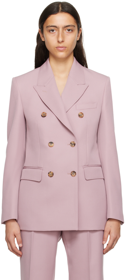 Golden Goose Double-breasted Gabardine Blazer In Pink