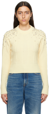 Golden Goose Sweater With Crystals In 15124 Lamb's Wool