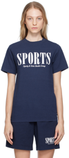SPORTY AND RICH NAVY 'SPORTS' T-SHIRT