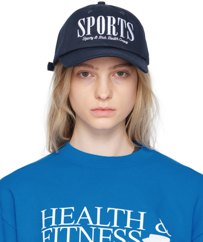 Sporty And Rich Logo-embroidered Cotton Baseball Cap In Blue