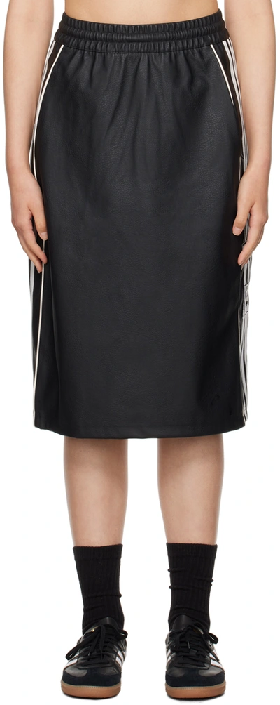 Adidas Originals Black Striped Faux-leather Midi Skirt