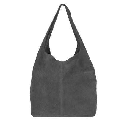 Sostter Silver Grey Soft Premium Suede Hobo Shoulder Bag