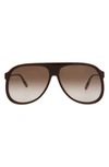 Chloé Fashion 62mm Oversize Aviator Sunglasses In Burgundy Burgundy Brown