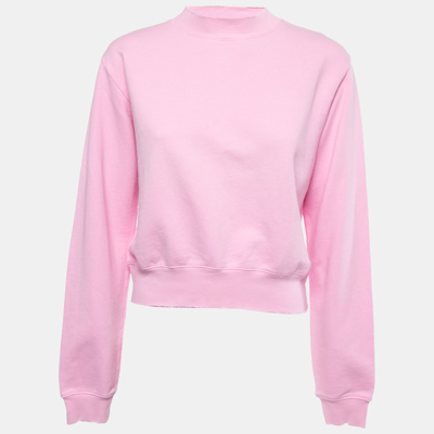 Pre-owned Cotton Citizen Pink Cotton Knit Crew Neck Cropped Sweatshirt S