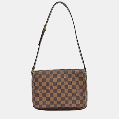 Pre-owned Louis Vuitton Brown Damier Ebene Canvas Musette Tango Shoulder Bag