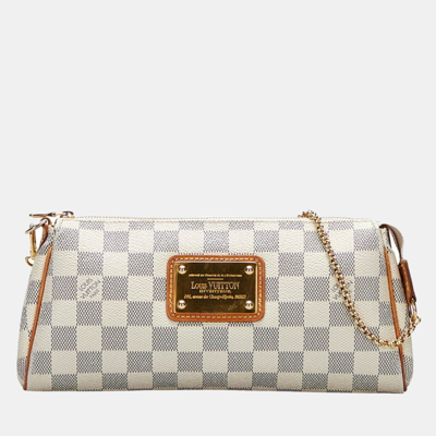 Pre-owned Louis Vuitton White Damier Azur Canvas Eva Chain Shoulder Bag