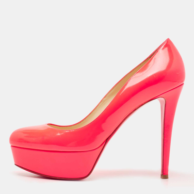 Pre-owned Christian Louboutin Neon Pink Leather Bianca Pumps Size 39.5