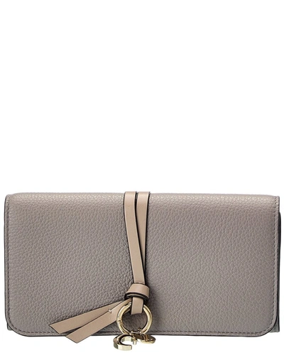 Chloé Alphabet Leather Continental Wallet In Grey