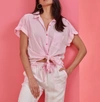 Splendid Paige High-low Cotton Blend Button-up Shirt In Pink