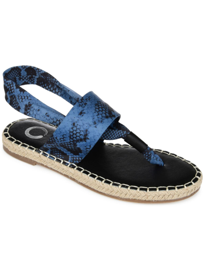 Journee Collection Flin Womens Ankle Strap Animal Print Thong Sandals In Blue
