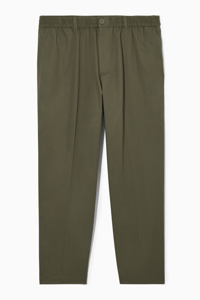 Cos Tapered Elasticated Trousers In Green