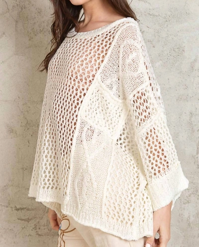 Pol Contrast Knit Spring Sweater In White