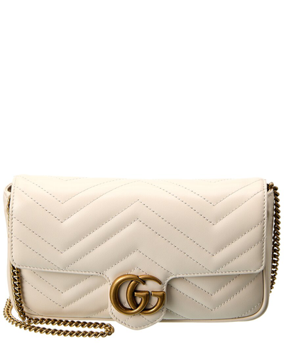 Gucci Mini Gg Marmont 2.0 Leather Shoulder Bag In White