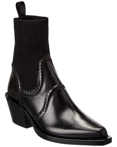 Chloé Nellie Leather Ankle Boots In Black