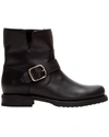 Frye Natalie Leather Short Engineer Boots In Black