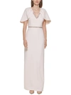 CALVIN KLEIN WOMENS EMBELLISHED CAPE SLEEVES EVENING DRESS
