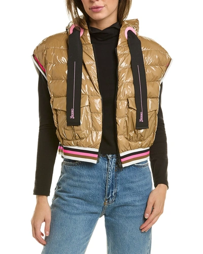 Herno Glossy-finish Padded Gilet In Brown
