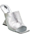 Attico Cheope 105mm Laminated Leather Mules In Silver