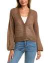 Autumn Cashmere Balloon Sleeve Cashmere & Silk-blend Cardigan In Brown