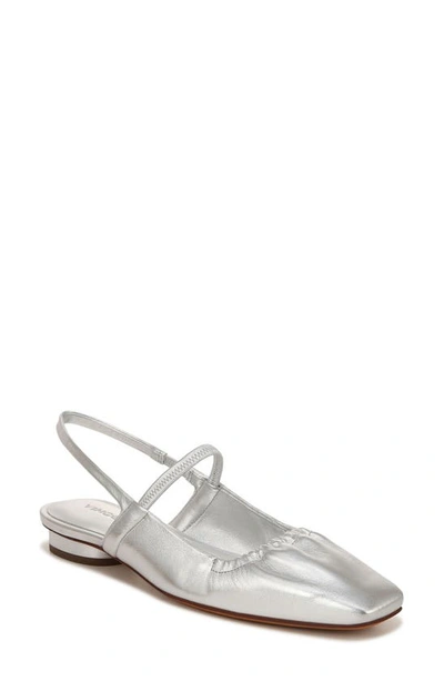 Vince Venice Metallic Slingback Ballerina Flats In Warm Silver