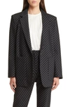Hugo Boss Jakua Stripe Stretch Wool One-button Blazer In Black