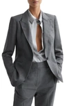 Reiss Grey Single-breasted Check Suit Blazer In Grey