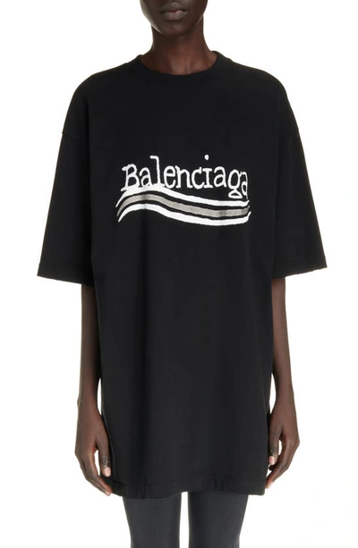 Balenciaga Oversize Hand Drawn Political Logo Graphic T