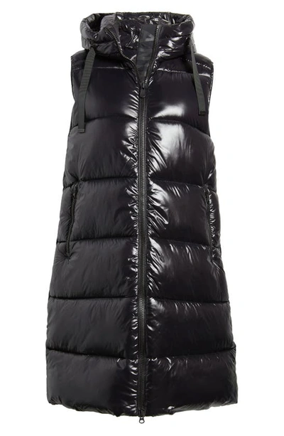 Save The Duck Long Puffer Gilet In Black