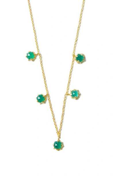 Argento Vivo Sterling Silver Shaky Green Onyx Necklace In Gold