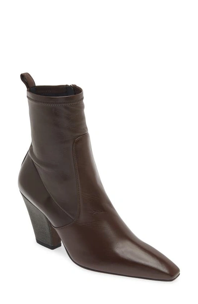 Brunello Cucinelli Leather Monili-heel Zip Booties In Brown