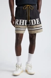 RHUDE LOGO EMBROIDERED COTTON SHORTS