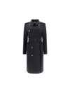 Burberry Double-breasted Cotton Coat In Black