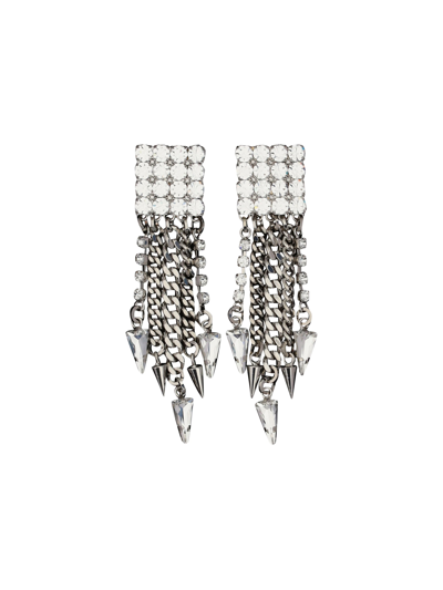 Alessandra Rich Crystal-cascade Spike Earrings In Silver