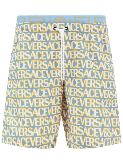 Versace Logo-print Swim Shorts In Multicolor