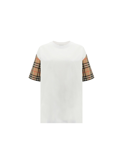 Burberry Vintage Check Sleeve Cotton T Shirt In White