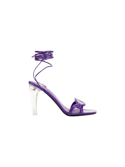 Valentino Garavani Chain 1967 110mm Leather Sandals In Purple