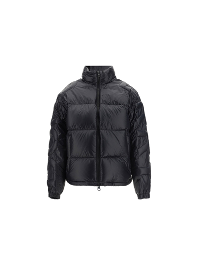 Burberry Down Quilted-logo Puffer Jacket In Black