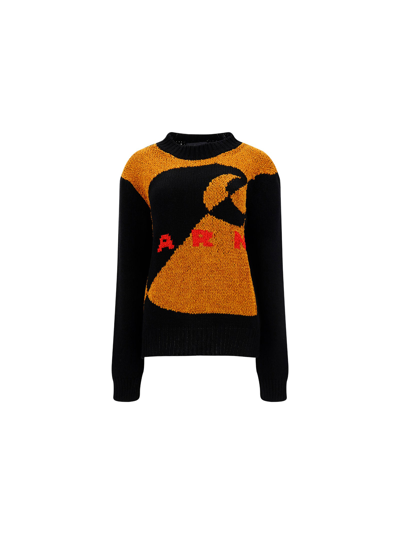 Marni X Carhartt Graphic Logo Embroidered Knit Sweater In Black