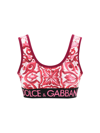 Dolce & Gabbana Majolica-print Cropped Top In Maiolica Fuchsia