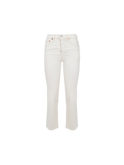 Re/done 70s Stove Pipe Straight Jeans In White