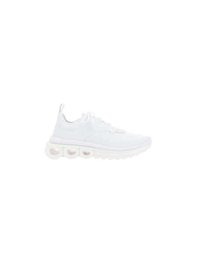 Ferragamo Nima Leather-trimmed Mesh Sneakers In White