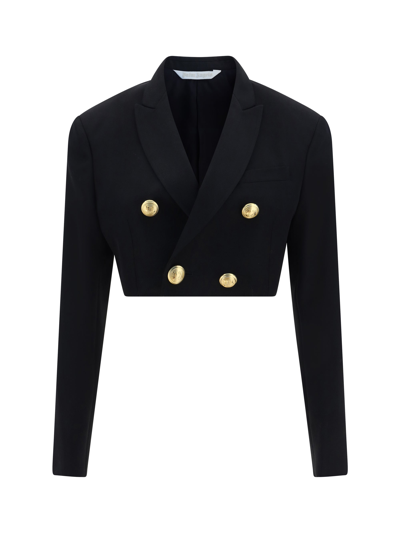 Palm Angels Cropped Double-breasted Blazer In Black
