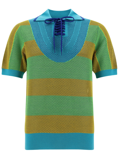 Botter Mesh-panelling Polo Collar In Multicolor